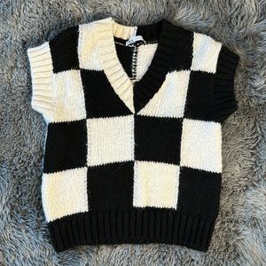 zara checkered sweater vest